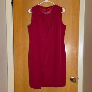 Elie Tahari 100% Silk Sheath Dress Womens 8 Red Lined Cocktail Career Wedding